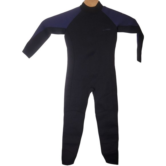 Dark Lightening Neoprene‎ Youth Wet Suit Surfing Beach Size 14 Black Blue LS - Picture 2 of 5